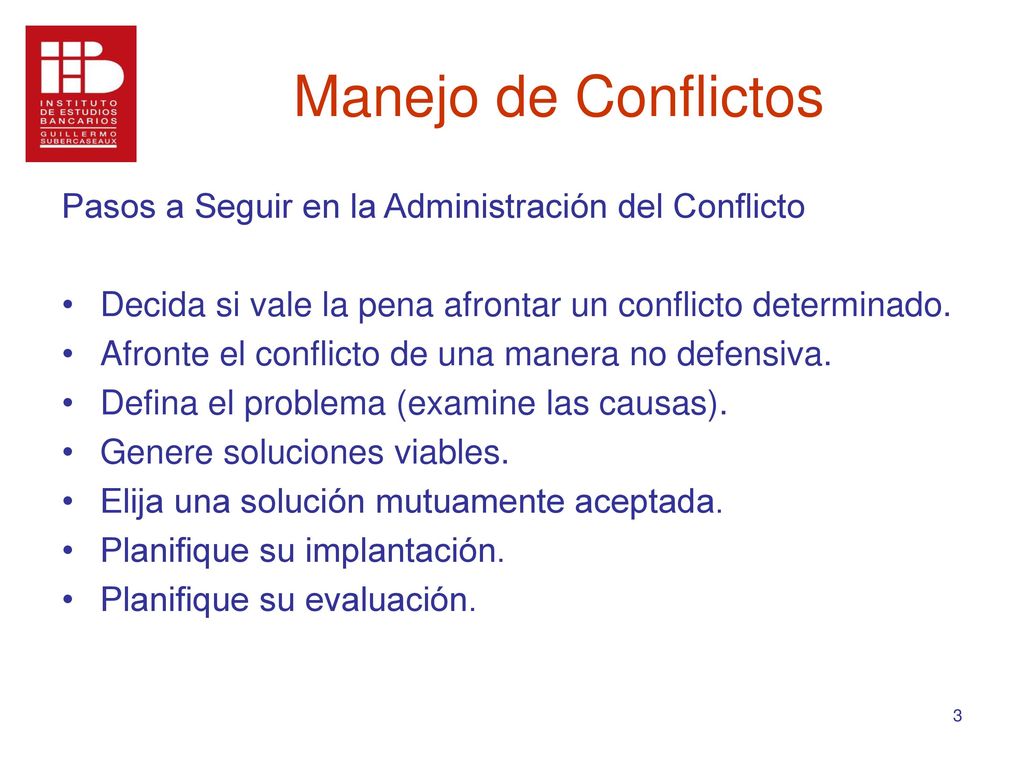 Manejo de Conflictos Pasos a Seguir en la Administración del Conflicto