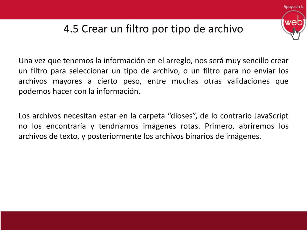 4.5 Crear un filtro por tipo de archivo