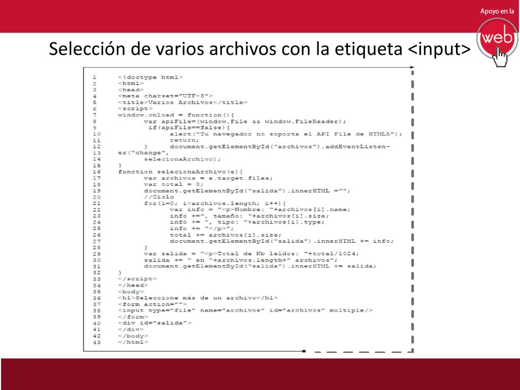 Selección de varios archivos con la etiqueta <input>