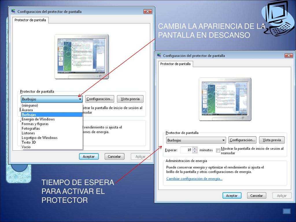 CAMBIA LA APARIENCIA DE LA PANTALLA EN DESCANSO