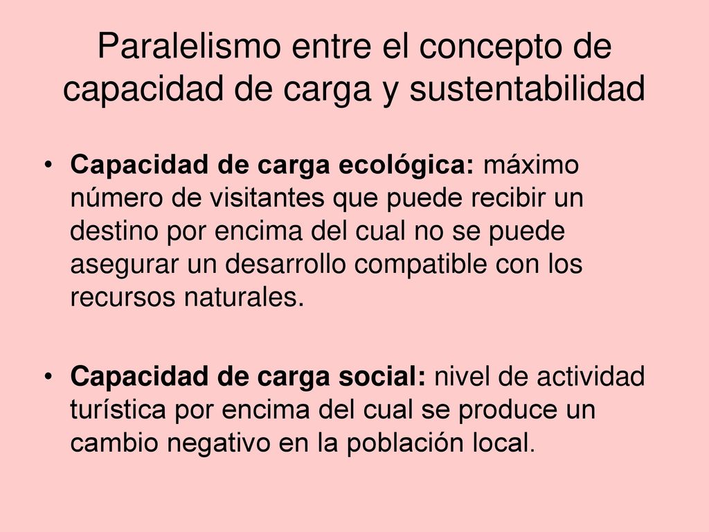 Paralelismo entre el concepto de capacidad de carga y sustentabilidad