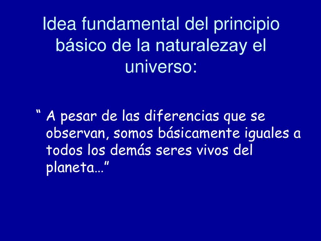 Idea fundamental del principio básico de la naturalezay el universo: