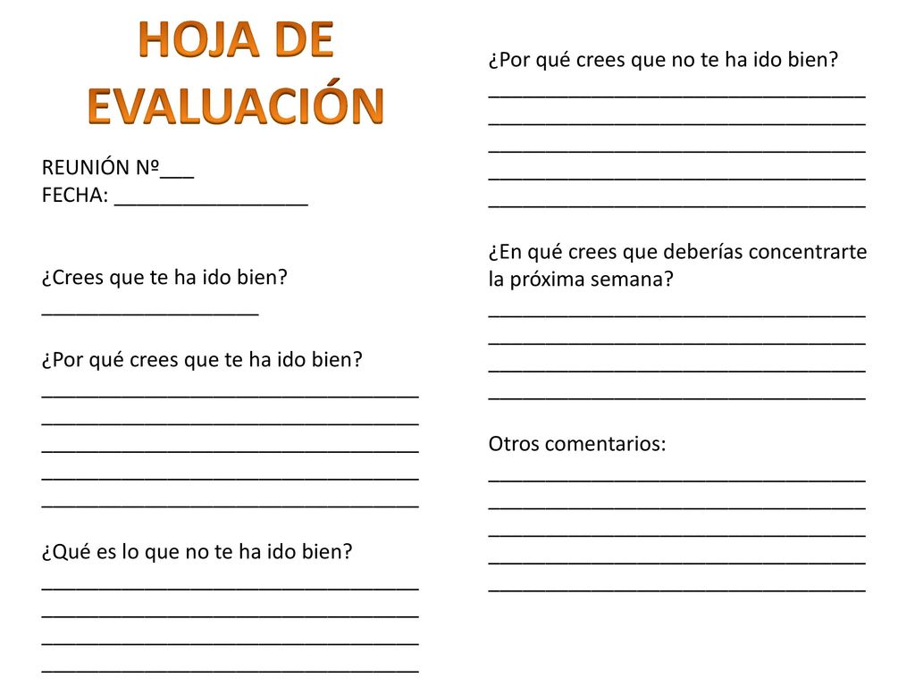 HOJA DE EVALUACIÓN ¿Por qué crees que no te ha ido bien