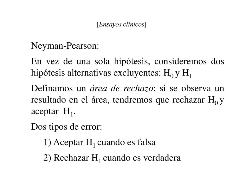 1) Aceptar H1 cuando es falsa 2) Rechazar H1 cuando es verdadera