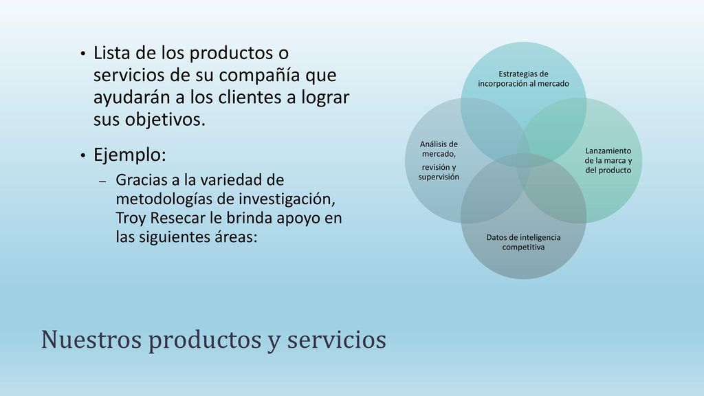 Nuestros productos y servicios