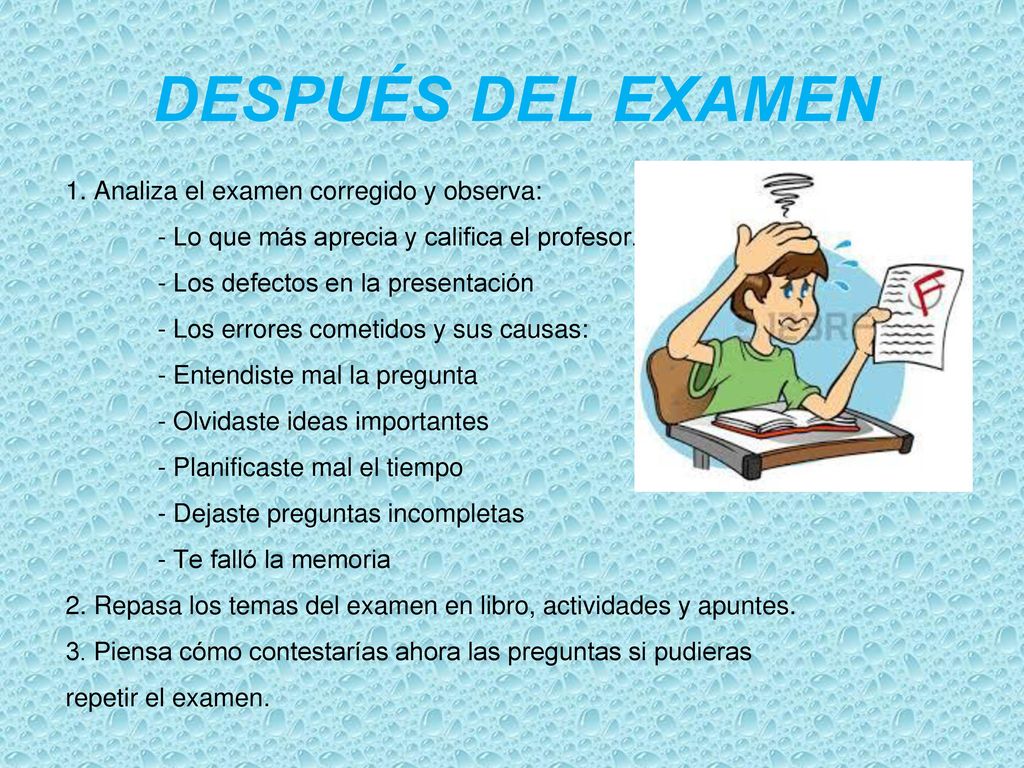 DESPUÉS DEL EXAMEN 1. Analiza el examen corregido y observa: