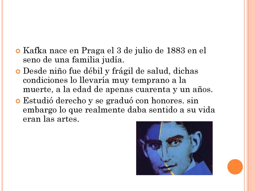 Kafka nace en Praga el 3 de julio de 1883 en el seno de una familia judía.