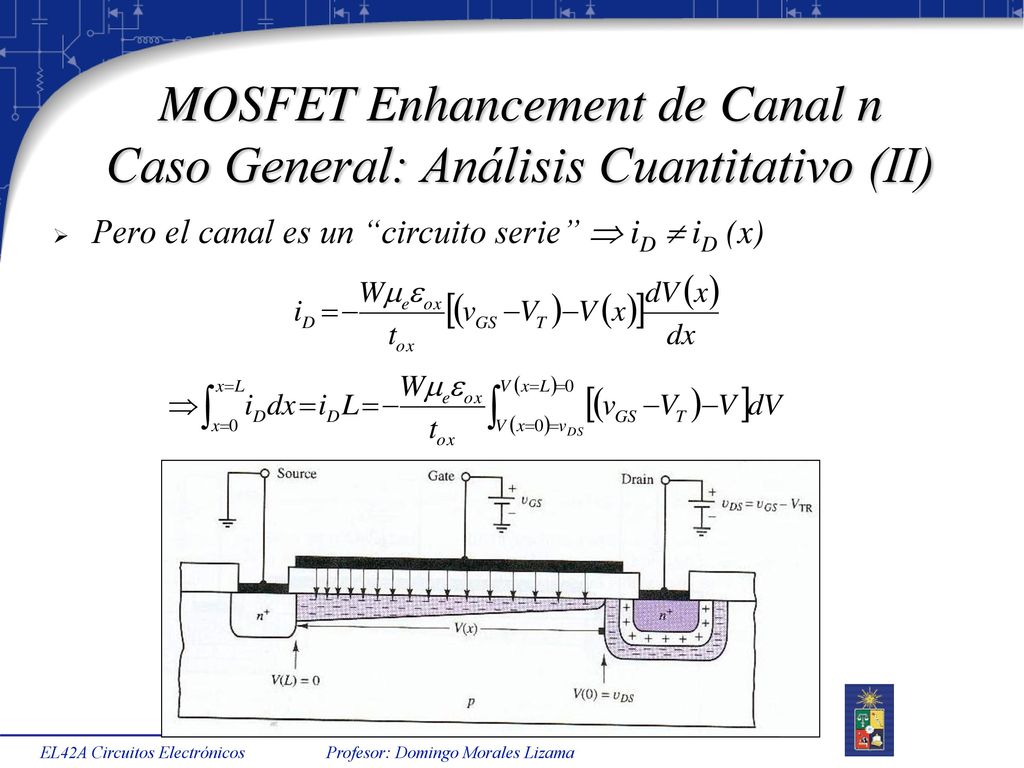 MOSFET Enhancement de Canal n Caso General: Análisis Cuantitativo (II)