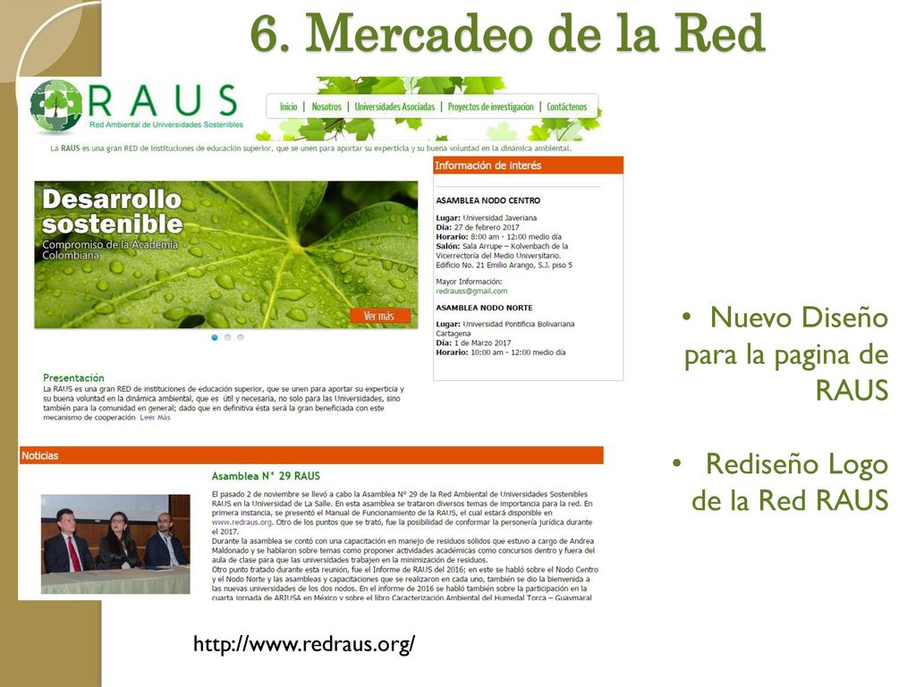 6. Mercadeo de la Red Nuevo Diseño para la pagina de RAUS