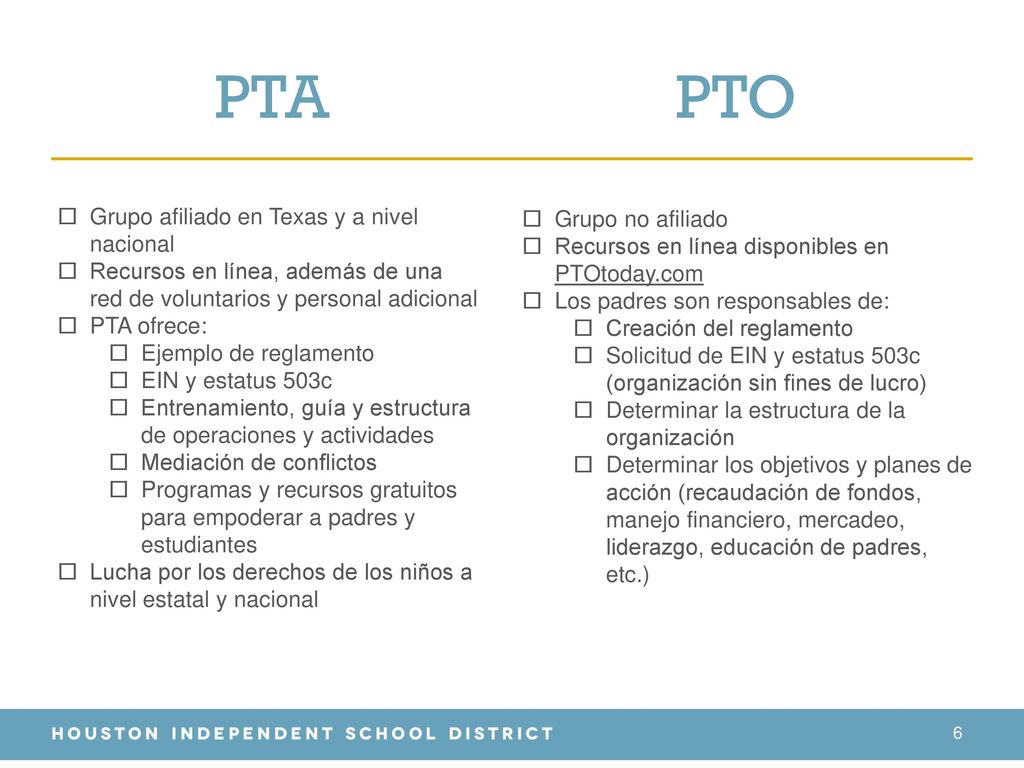 PTA PTO Grupo afiliado en Texas y a nivel nacional Grupo no afiliado