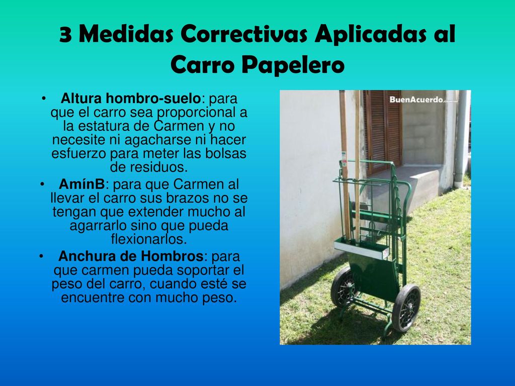 3 Medidas Correctivas Aplicadas al Carro Papelero