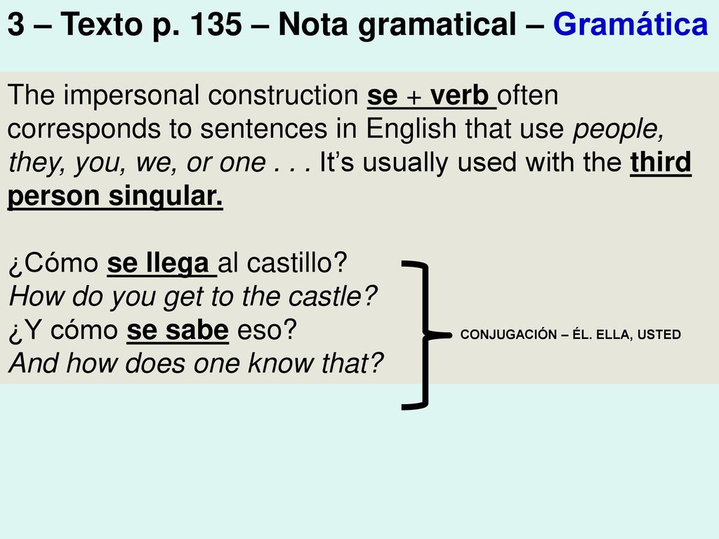 3 – Texto p. 135 – Nota gramatical – Gramática