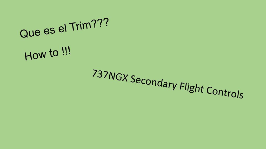 Que es el Trim How to !!! 737NGX Secondary Flight Controls