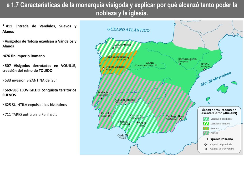 e 1.7 Características de la monarquía visigoda y explicar por qué alcanzó tanto poder la nobleza y la iglesia.