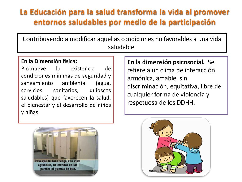 La Educación para la salud transforma la vida al promover entornos saludables por medio de la participación