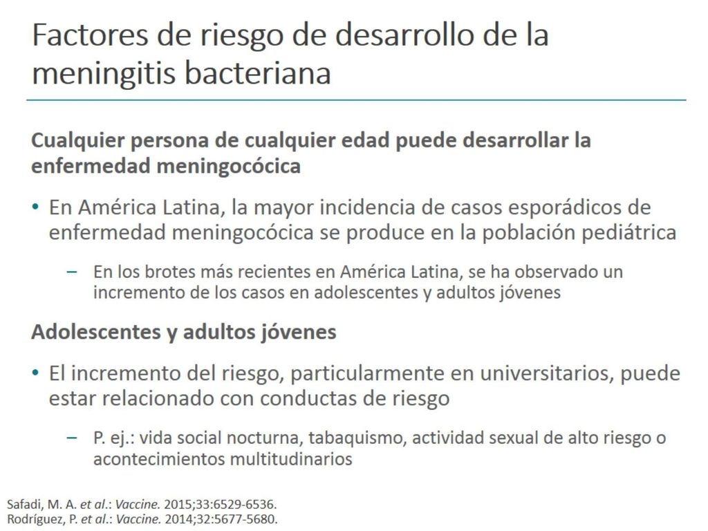Factores de riesgo de desarrollo de la meningitis bacteriana