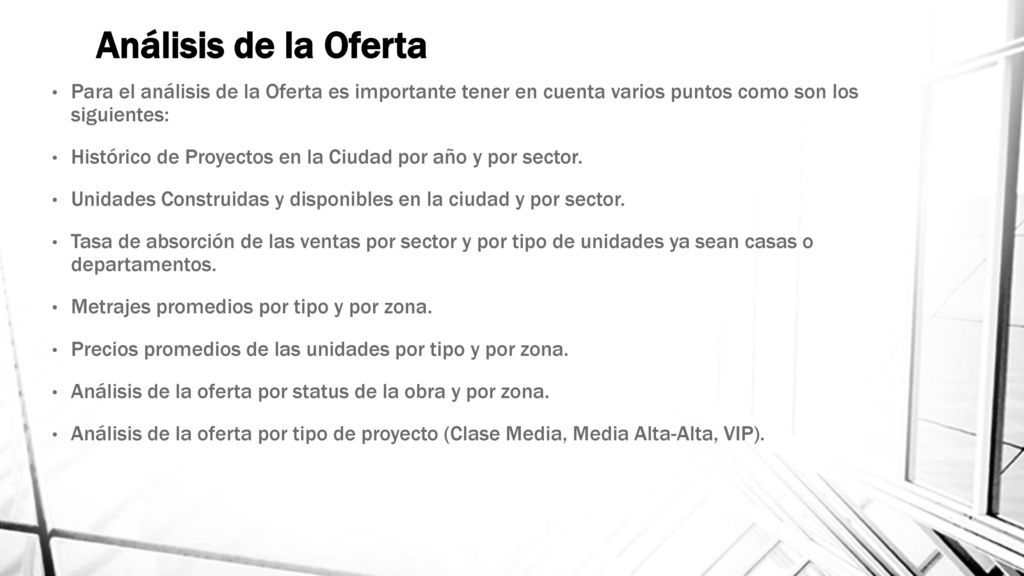 Análisis de la Oferta Para el análisis de la Oferta es importante tener en cuenta varios puntos como son los siguientes: