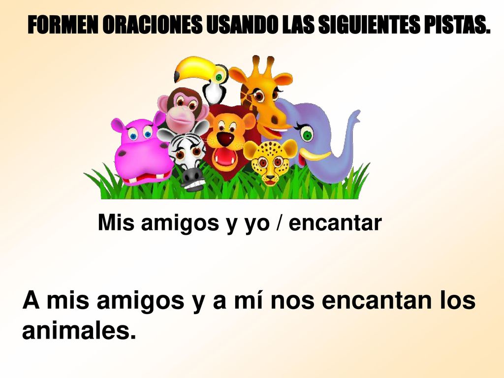 A mis amigos y a mí nos encantan los animales.