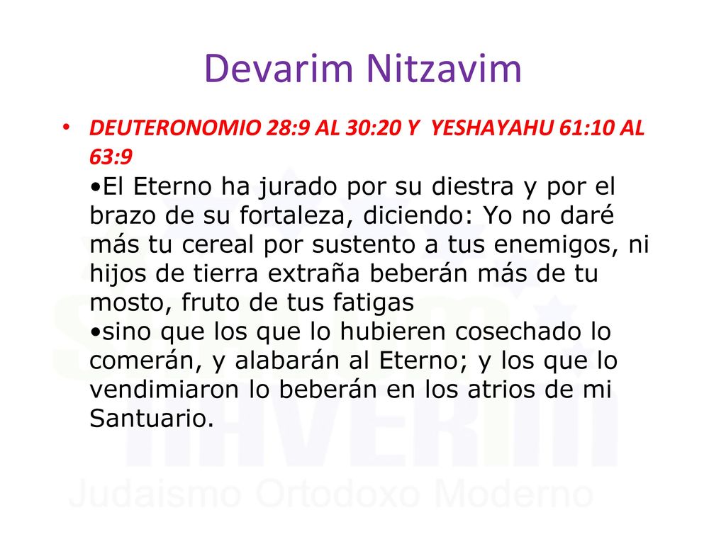 Devarim Nitzavim DEUTERONOMIO 28:9 AL 30:20 Y YESHAYAHU 61:10 AL 63:9