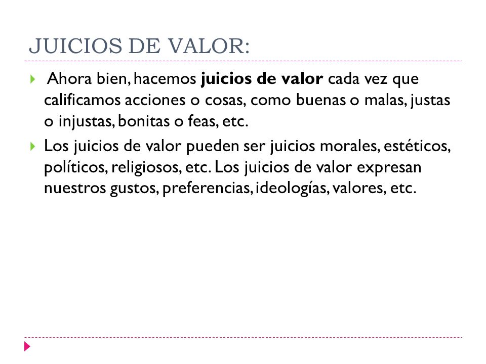 JUICIOS DE VALOR: