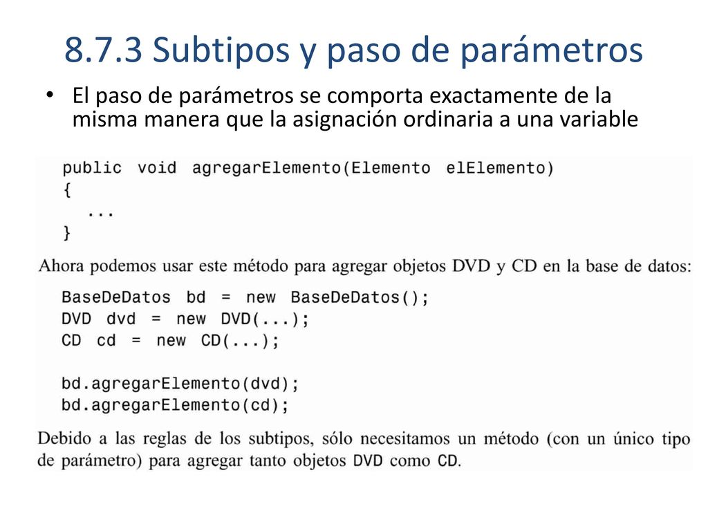 8.7.3 Subtipos y paso de parámetros