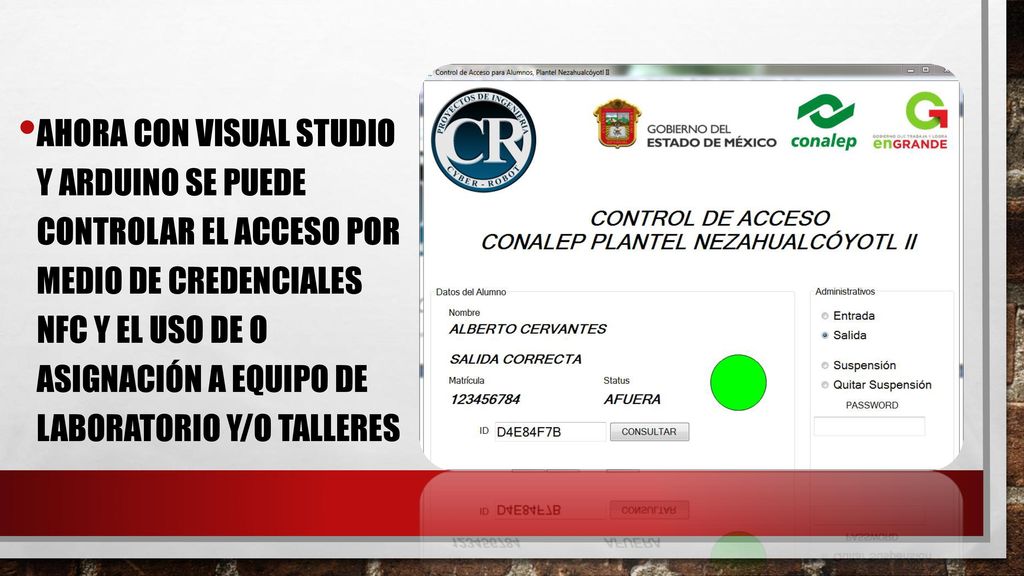 Ahora Con visual studio y arduino se puede controlar el acceso por medio de credenciales nfc y el uso de o asignación a equipo de laboratorio y/o talleres