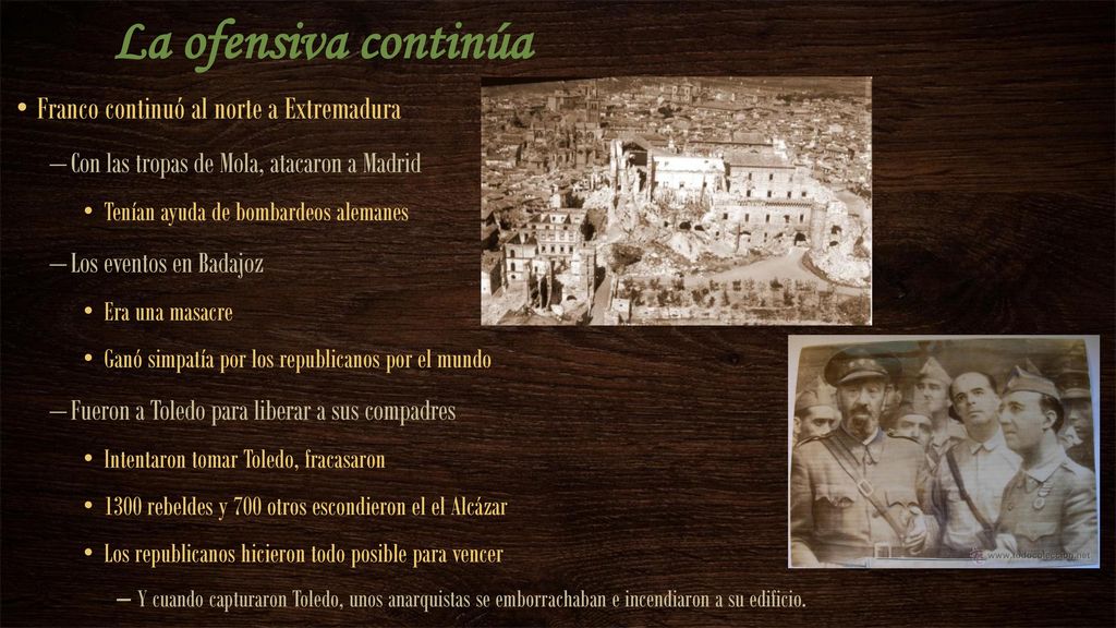 La ofensiva continúa Franco continuó al norte a Extremadura