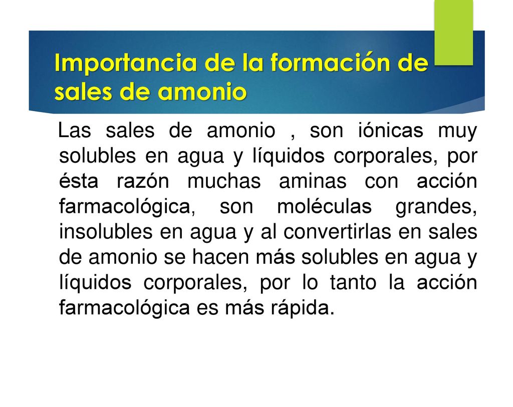 Importancia de la formación de sales de amonio