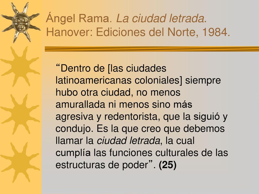 Ángel Rama. La ciudad letrada. Hanover: Ediciones del Norte, 1984.