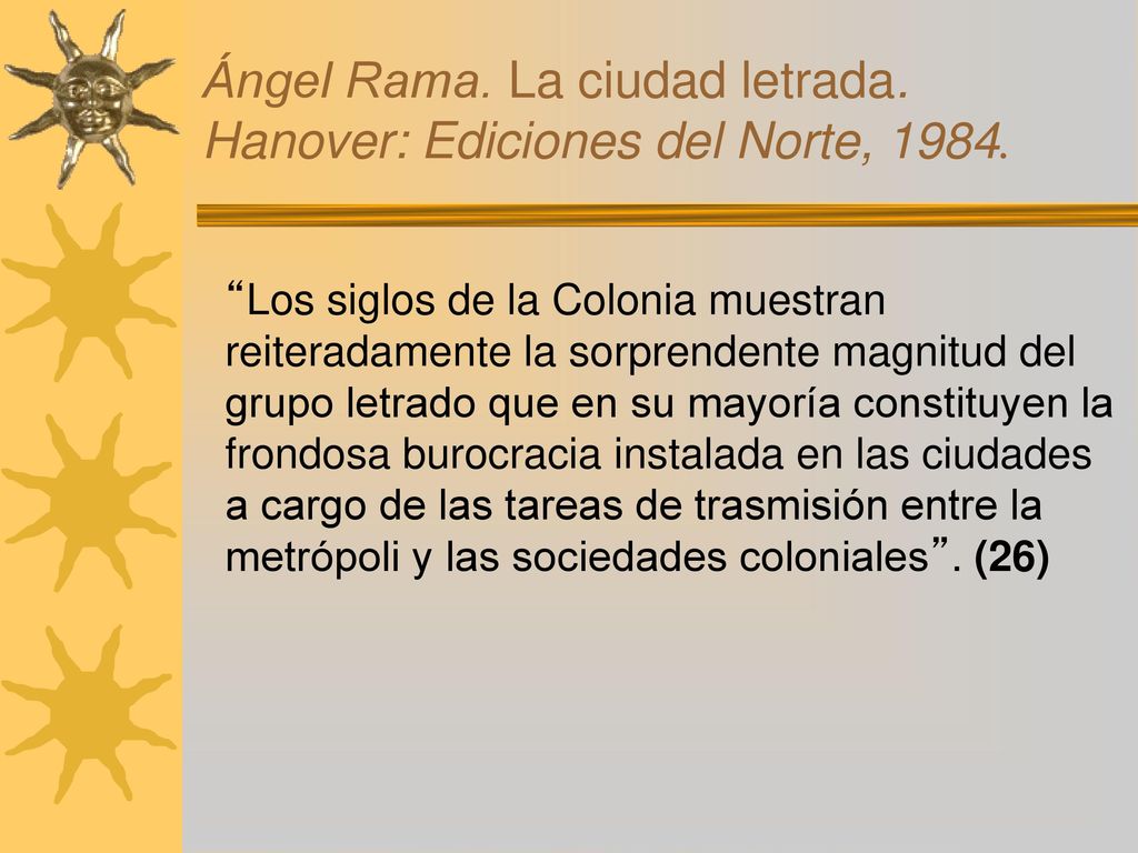 Ángel Rama. La ciudad letrada. Hanover: Ediciones del Norte, 1984.