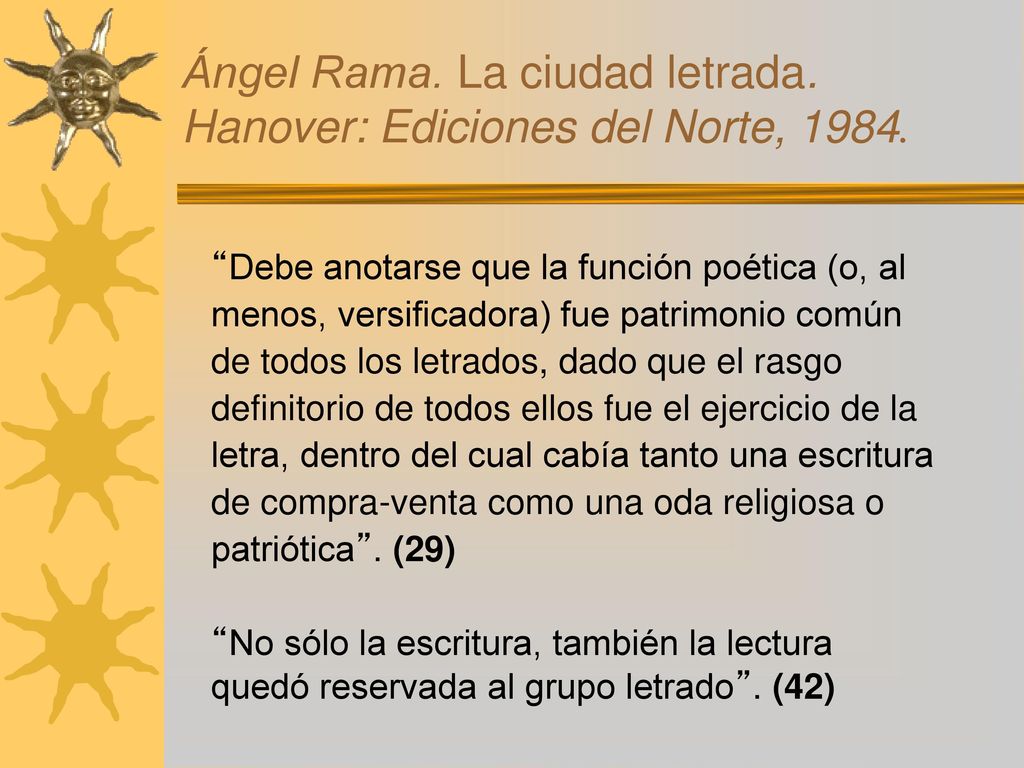 Ángel Rama. La ciudad letrada. Hanover: Ediciones del Norte, 1984.