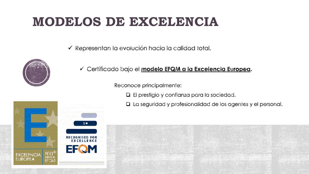 MODELOS DE EXCELENCIA Representan la evolución hacia la calidad total.
