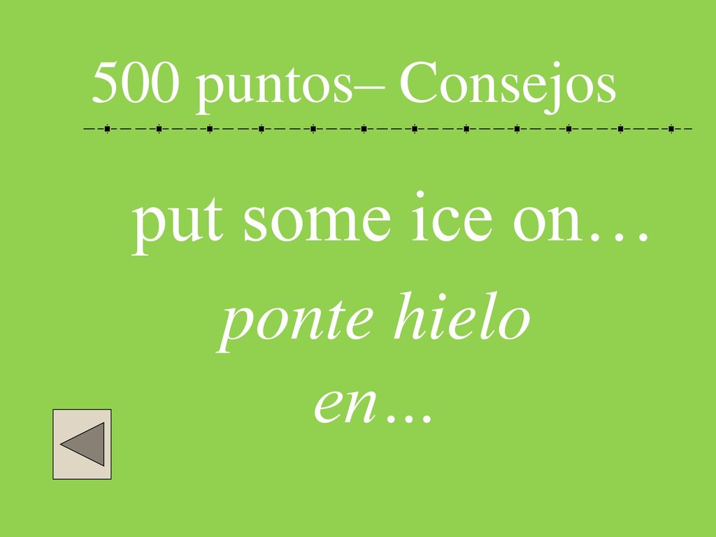 500 puntos– Consejos put some ice on… ponte hielo en…