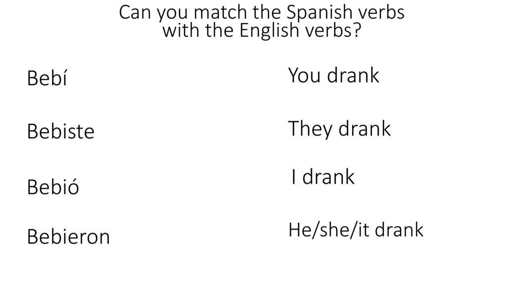 Can you match the Spanish verbs with the English verbs