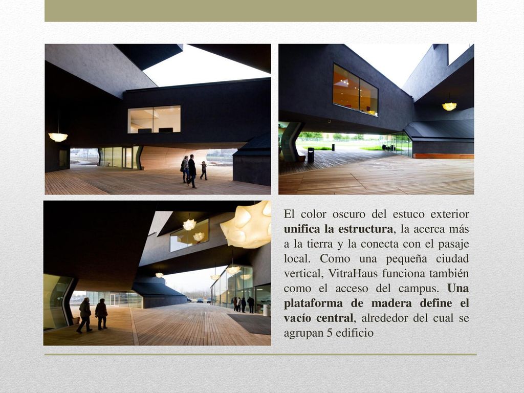 El color oscuro del estuco exterior unifica la estructura, la acerca más a la tierra y la conecta con el pasaje local.