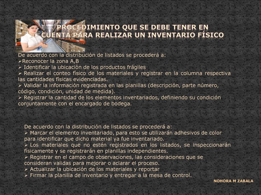procedimiento que se debe tener en cuenta para realizar un inventario físico