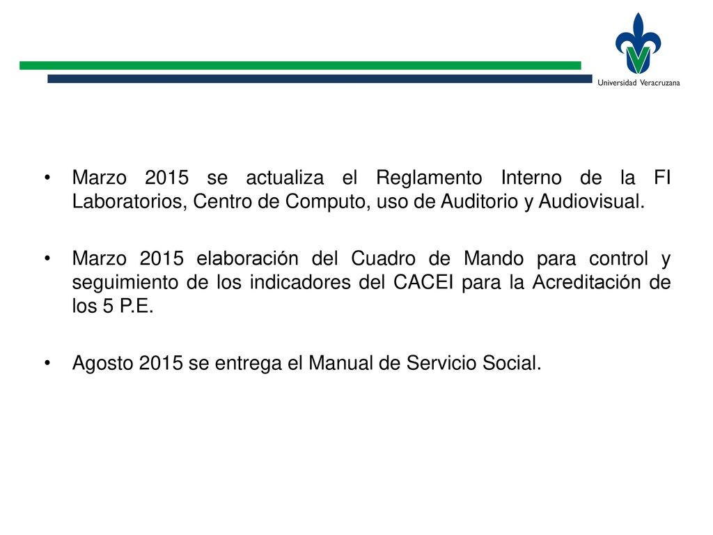 Marzo 2015 se actualiza el Reglamento Interno de la FI Laboratorios, Centro de Computo, uso de Auditorio y Audiovisual.