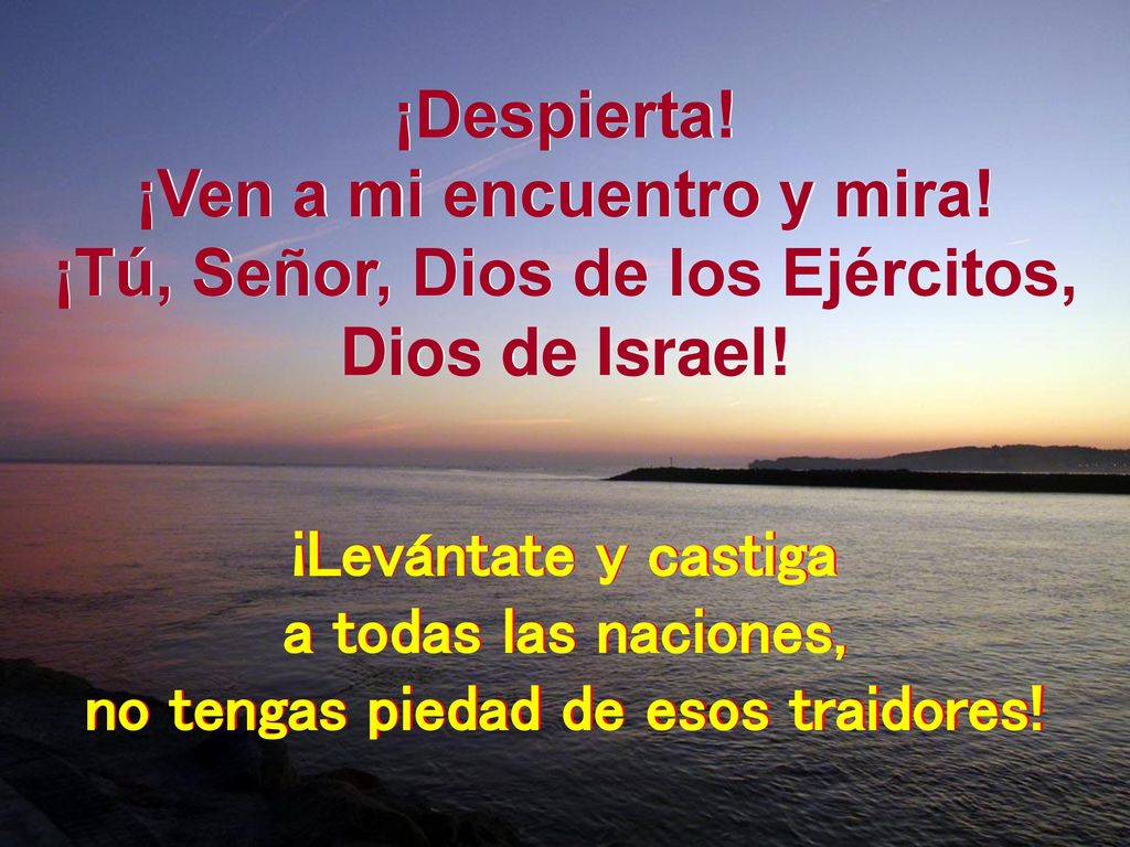 ¡Ven a mi encuentro y mira! ¡Tú, Señor, Dios de los Ejércitos,