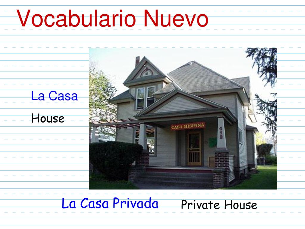 Vocabulario Nuevo La Casa House La Casa Privada Private House