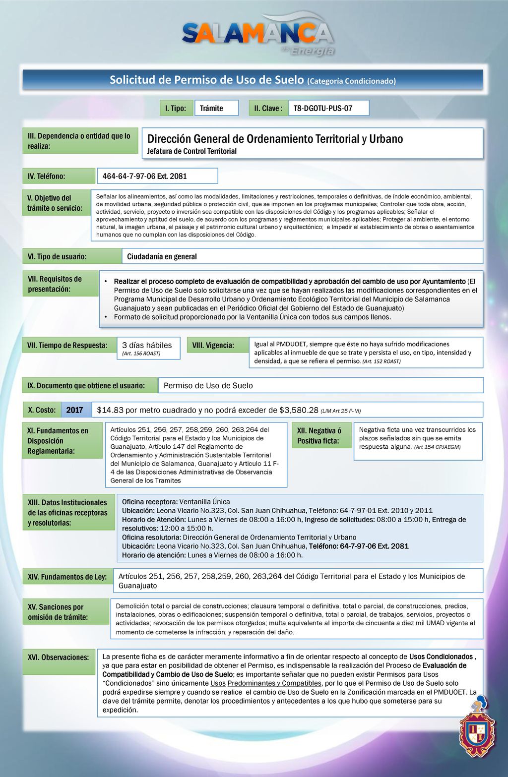 Solicitud de Permiso de Uso de Suelo (Categoría Condicionado)
