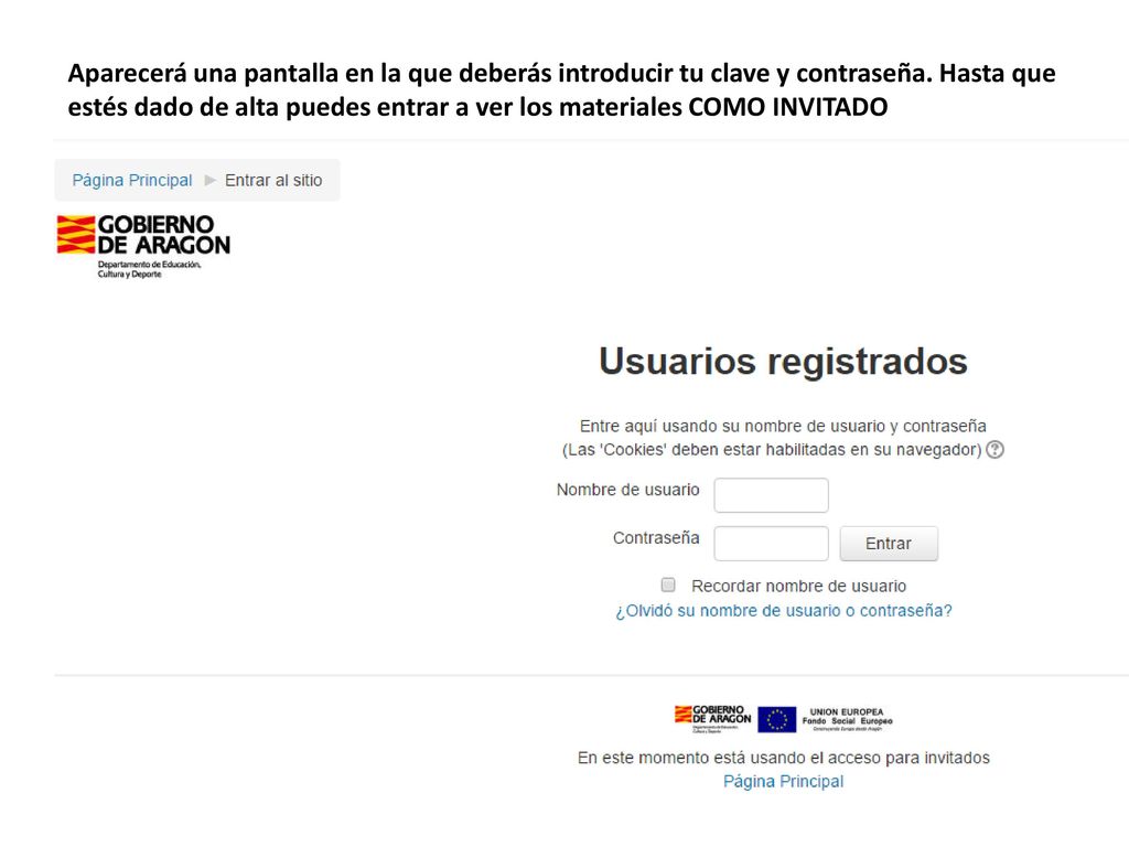Aparecerá una pantalla en la que deberás introducir tu clave y contraseña.