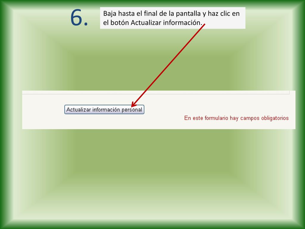 6. Baja hasta el final de la pantalla y haz clic en el botón Actualizar información.