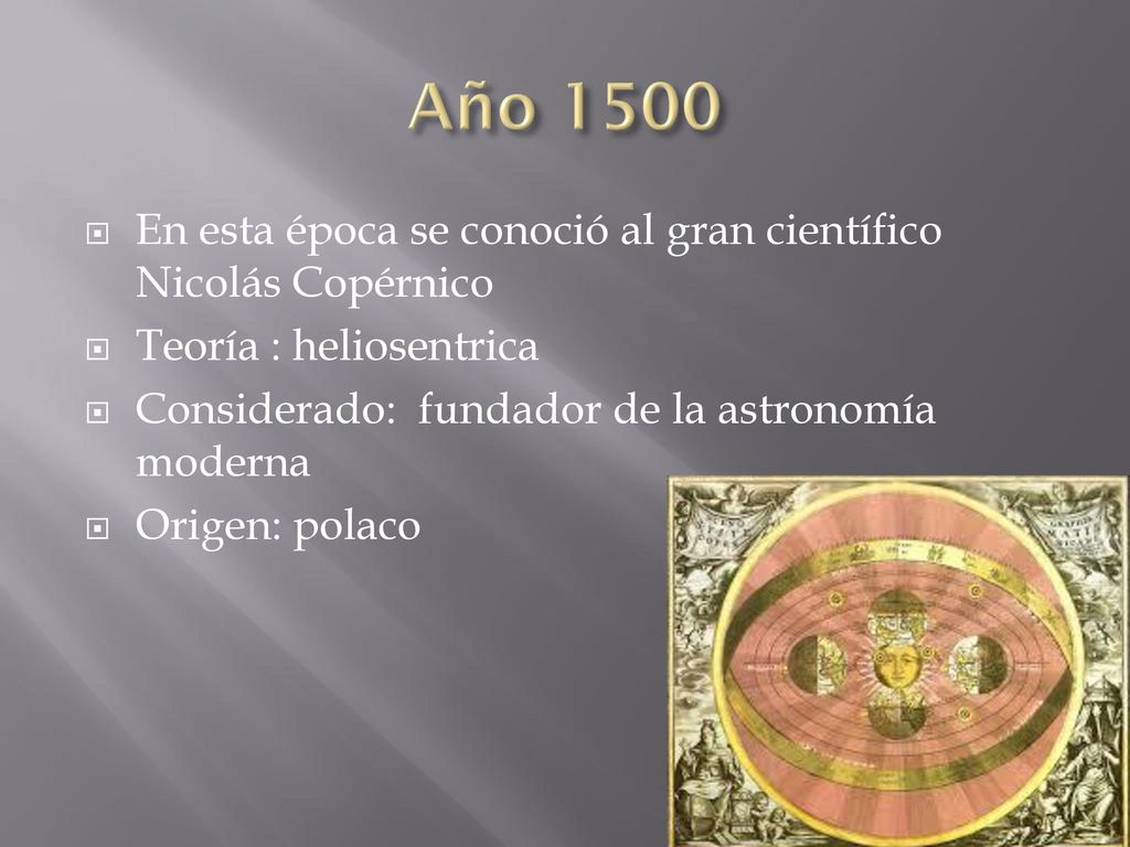 Año 1500 En esta época se conoció al gran científico Nicolás Copérnico