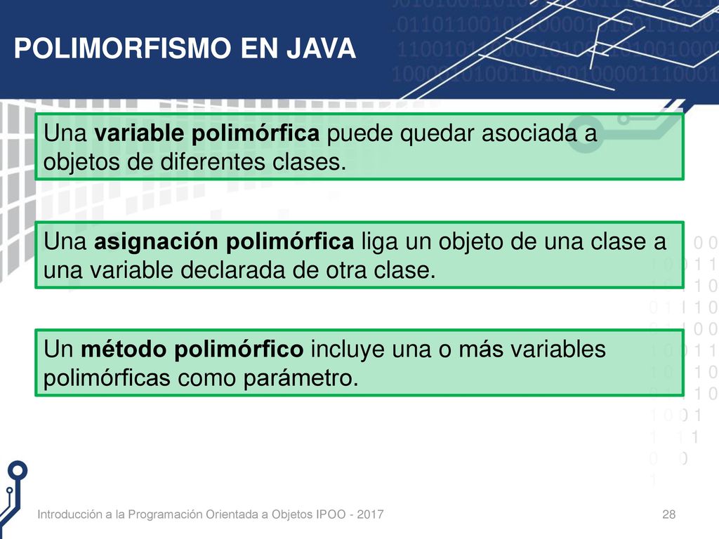 POLIMORFISMO EN JAVA Una variable polimórfica puede quedar asociada a objetos de diferentes clases.