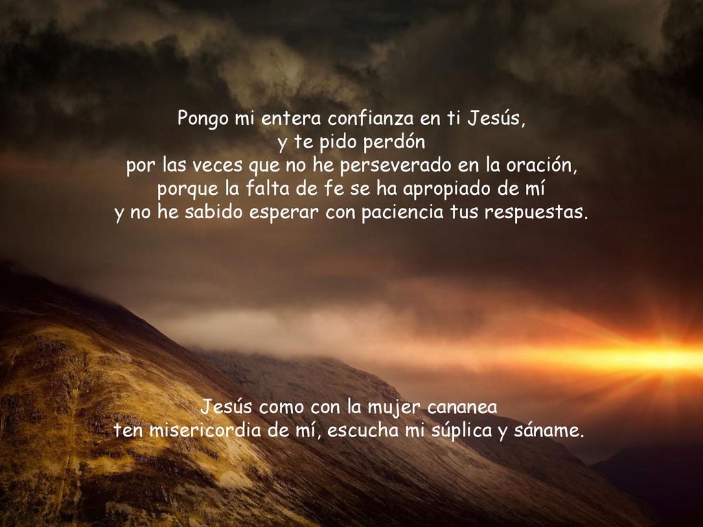 Pongo mi entera confianza en ti Jesús, y te pido perdón
