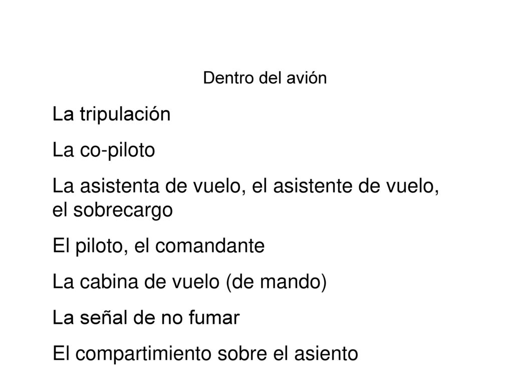 La asistenta de vuelo, el asistente de vuelo, el sobrecargo