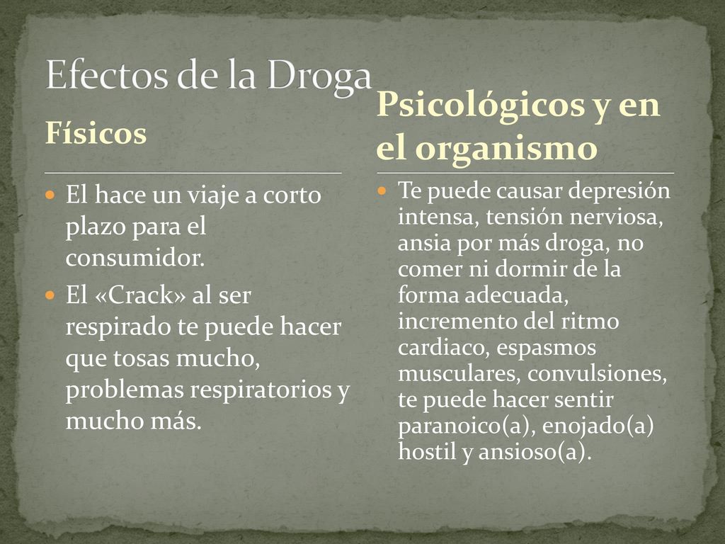 Efectos de la Droga Psicológicos y en el organismo Físicos