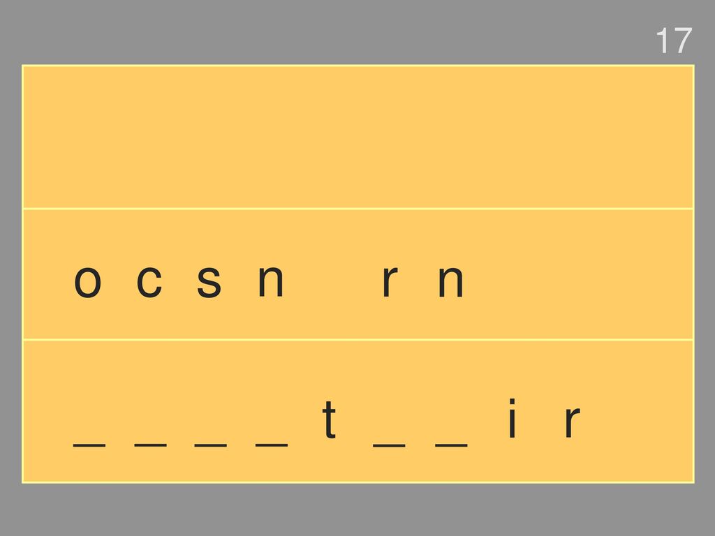 17 o c s n r n _ _ _ _ t _ _ i r