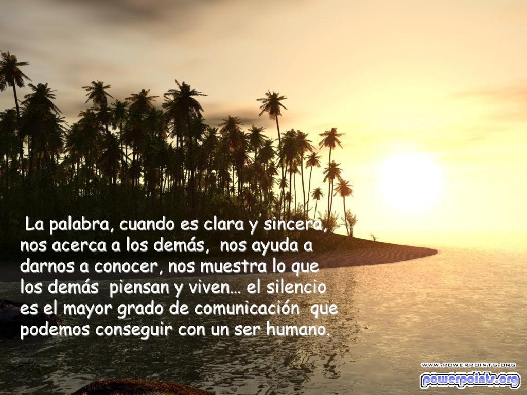 La palabra, cuando es clara y sincera, nos acerca a los demás, nos ayuda a darnos a conocer, nos muestra lo que los demás piensan y viven… el silencio es el mayor grado de comunicación que podemos conseguir con un ser humano.