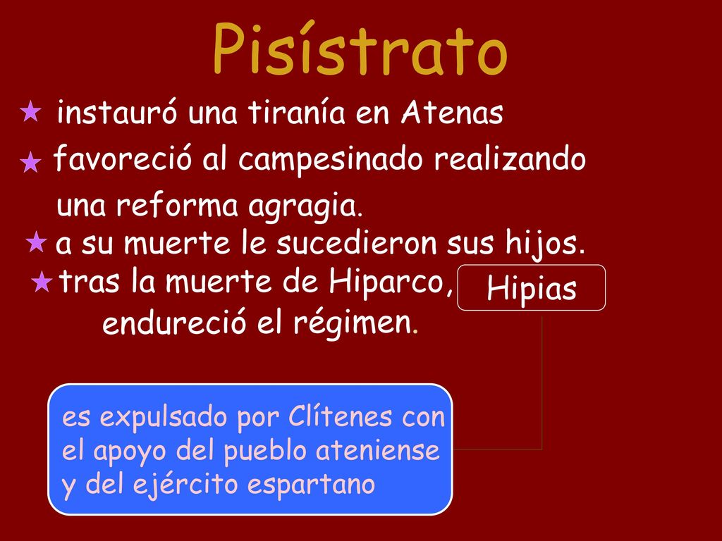 Pisístrato instauró una tiranía en Atenas una reforma agragia.